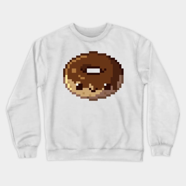 Kawaii pixel chocolate donut Crewneck Sweatshirt by kasumiblu